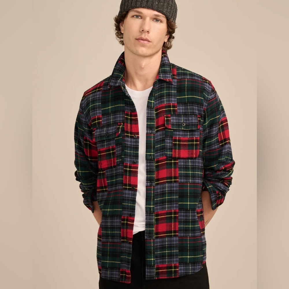 Lucky Brand Men’s Plaid Cloud Soft Flannel Button Front Cotton Shirt Plaid Sz M